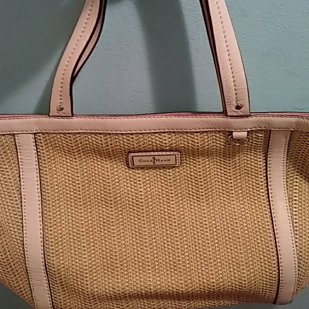 COLE HAAN Cream and Pink Handbag
